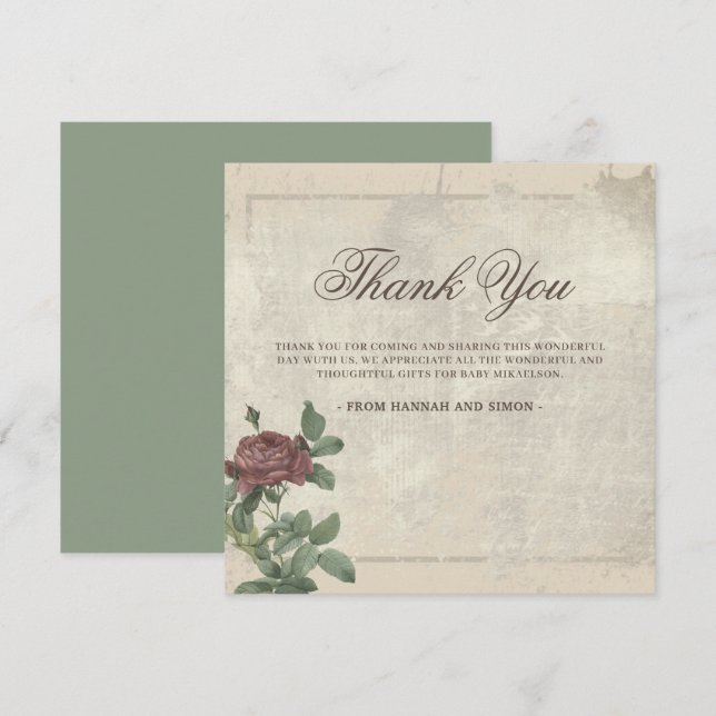 Tarjeta de agradecimiento floral rústica Minimalis (Anverso / Reverso)