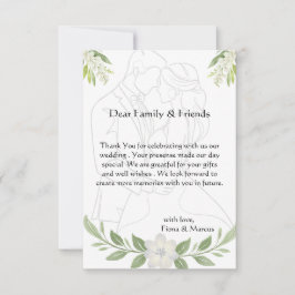 Tarjeta De Agradecimiento Floral rústica y elegante matrimonio Minimalista