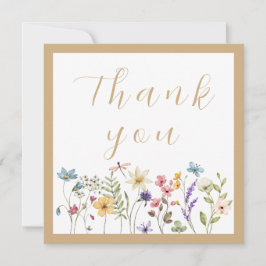 Tarjeta De Agradecimiento Floral Silvestre Acuarela Beige Sencillo