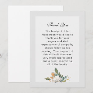 Tarjeta de agradecimiento floral simple