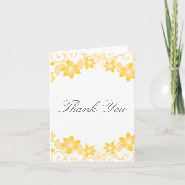 Tarjeta de agradecimiento floral simple amarilla (Anverso)