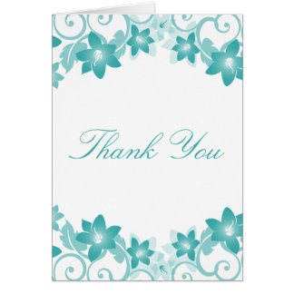 Tarjeta de agradecimiento floral simple Aqua