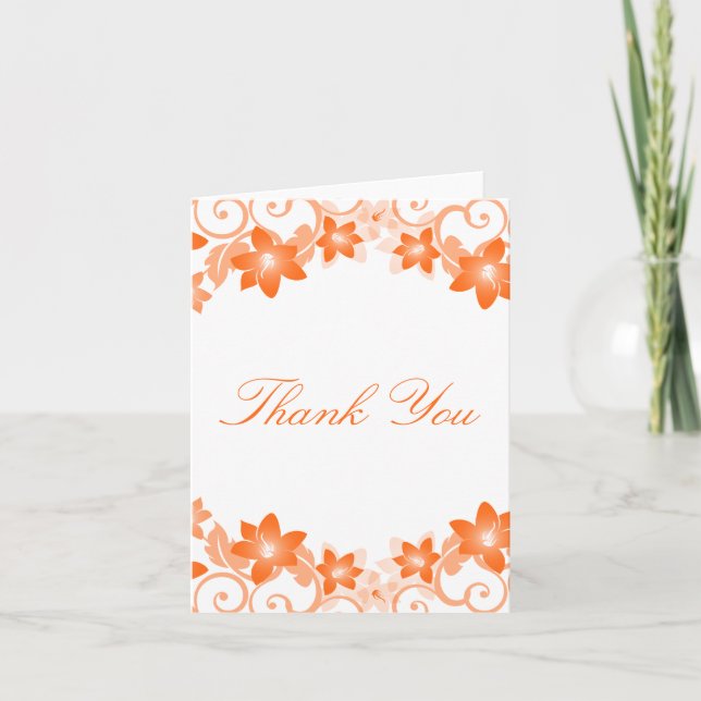 Tarjeta de agradecimiento floral simple naranja (Anverso)