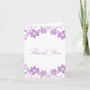 Tarjeta de agradecimiento floral simple púrpura