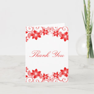 Tarjeta de agradecimiento floral simple roja