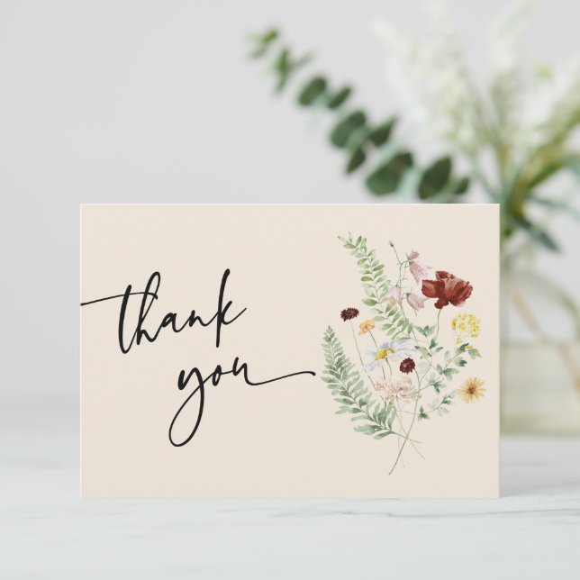 Tarjeta de agradecimiento floral simple y de Moda (Anverso de pie)