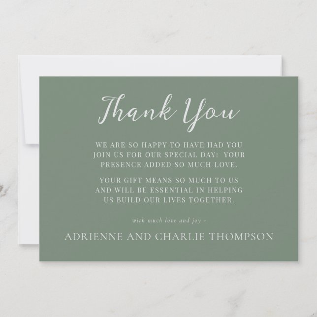 Tarjeta De Agradecimiento Floral Simplicity 1 Modern Green Thank You Note (Anverso)