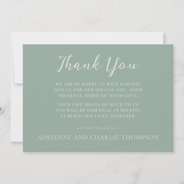 Tarjeta De Agradecimiento Floral Simplicity 1 Modern Green Thank You Note (Anverso)