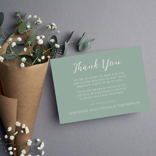 Tarjeta De Agradecimiento Floral Simplicity 1 Modern Green Thank You Note (Subido por el creador)