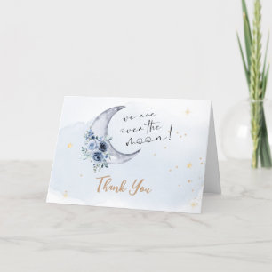 Tarjeta De Agradecimiento Floral sobre el Baby Shower de la Luna