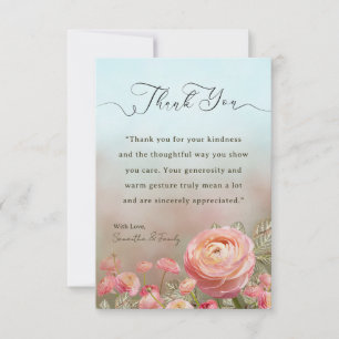 Tarjeta de agradecimiento floral suave minimalista