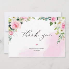 Tarjeta De Agradecimiento Floral suave rosa eucalipto boho romántico