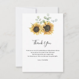 Tarjeta De Agradecimiento Floral Sunflower Greeneration Baby Shower
