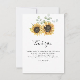 Tarjeta De Agradecimiento Floral Sunflower Greeneration Baby Shower