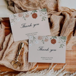 Tarjeta De Agradecimiento Floral Terracotta Gracias Cartas