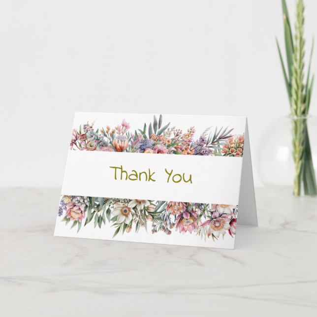 Tarjeta De Agradecimiento Floral Thank You Card (Anverso)