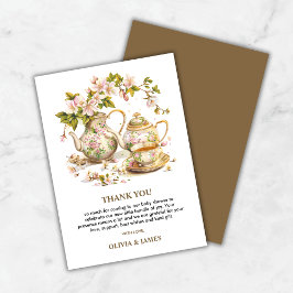 Tarjeta De Agradecimiento Floral Time for Tea Baby Shower Gracias Card