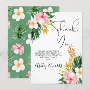 Tarjeta de agradecimiento Floral Tropical Baby Sho