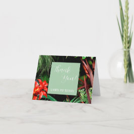 Tarjeta De Agradecimiento Floral tropical, colores terráneos, moderna, Boda,