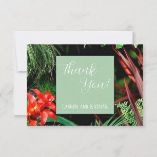 Tarjeta De Agradecimiento Floral tropical, colores terráneos, moderna, Boda,