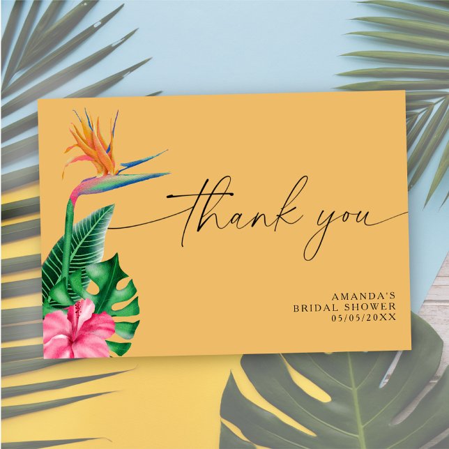 Tarjeta De Agradecimiento Floral tropical - gracias ducha de novia (Subido por el creador)