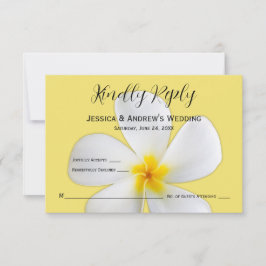 Tarjeta De Agradecimiento Floral tropical, Plumeria blanca en amarillo, RSVP