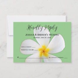 Tarjeta De Agradecimiento Floral tropical, Plumeria blanca en salvia, RSVP
