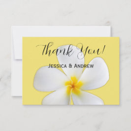 Tarjeta De Agradecimiento Floral Tropical, Plumeria Blanca sobre Amarillo, B