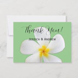 Tarjeta De Agradecimiento Floral Tropical, Plumeria Blanca sobre Salvia, Bod