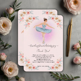 Tarjeta De Agradecimiento Floral Twirling Ballerina Watercolor Baby Shower