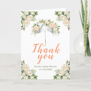 Tarjeta De Agradecimiento Floral Umbrella Baby Shower