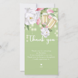 Tarjeta De Agradecimiento Floral verde de lujo 30 cumpleaños