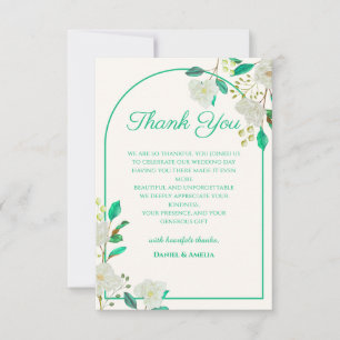 Tarjeta de agradecimiento floral verde menta