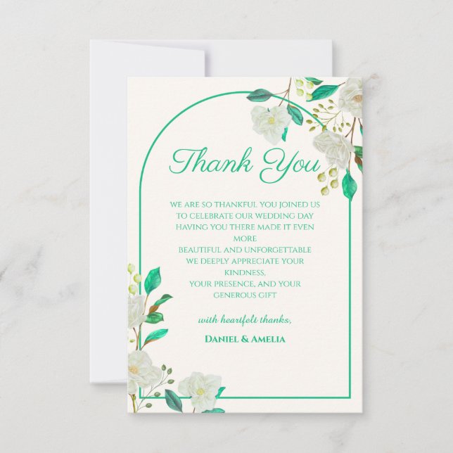Tarjeta de agradecimiento floral verde menta (Anverso)