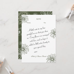 Tarjeta de agradecimiento floral verde salvia