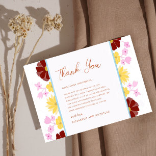 Tarjeta De Agradecimiento floral vibrante y elegante boda