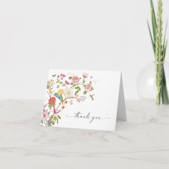 Tarjeta de agradecimiento floral vintage (Anverso)