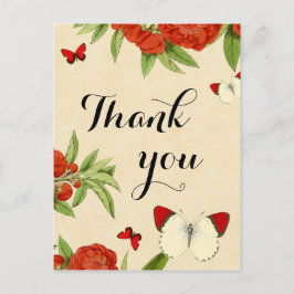 Tarjeta de agradecimiento floral vintage con marip