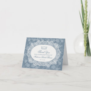 Tarjeta de agradecimiento floral vintage de encaje