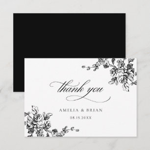 Tarjeta De Agradecimiento Floral Vintage Elegant Wedding