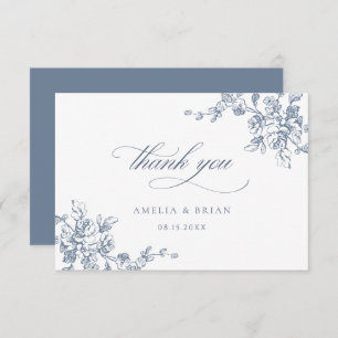 Tarjeta De Agradecimiento Floral Vintage Elegant Wedding