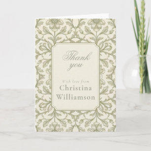 Tarjeta de agradecimiento floral vintage elegante