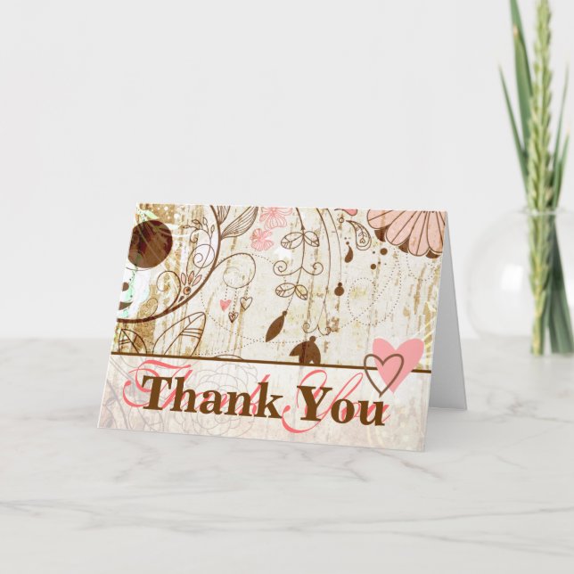 Tarjeta de agradecimiento floral Vintage Shabby Ch (Anverso)