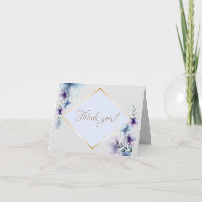 Tarjeta de agradecimiento | Floral violeta azul ac (Anverso)
