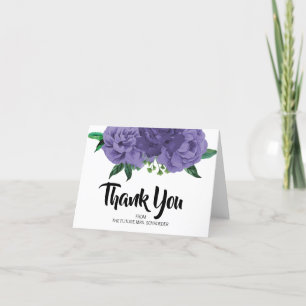 Tarjeta De Agradecimiento Floral Violeta Púrpura Ducha De Novias Gracias Tar