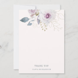 Tarjeta De Agradecimiento Floral violeta rosa y suave de Rubor
