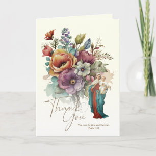 Tarjeta de agradecimiento floral Virgen María Fune
