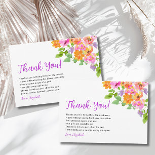 Tarjeta De Agradecimiento Floral Watercolor Bohemian Fall Bride-to-Be Party