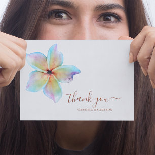 Tarjeta De Agradecimiento Floral Watercolor Plumeria Terracotta Boda