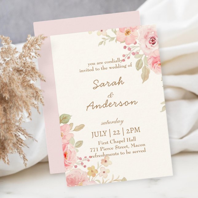 Tarjeta De Agradecimiento Floral Wedding Invitation Template Wedding  (Subido por el creador)